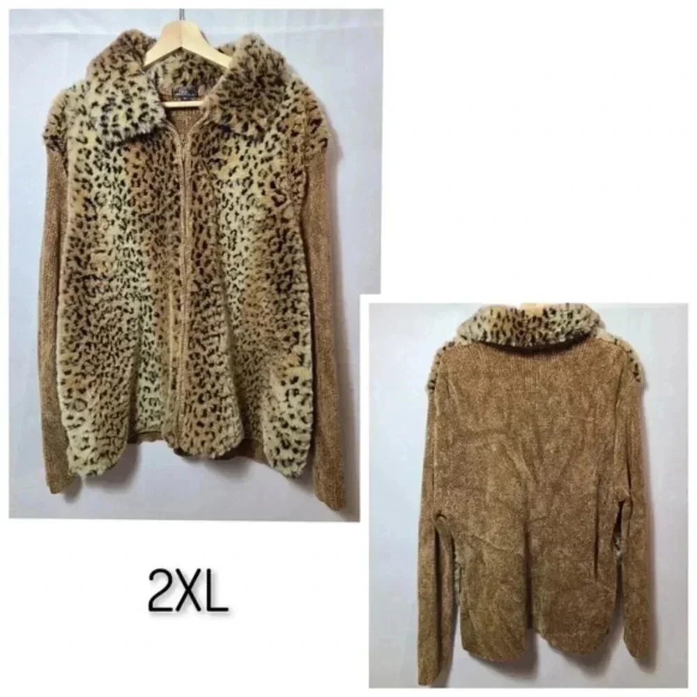 Vintage leopard print knit sweater- Size 2XL plus size